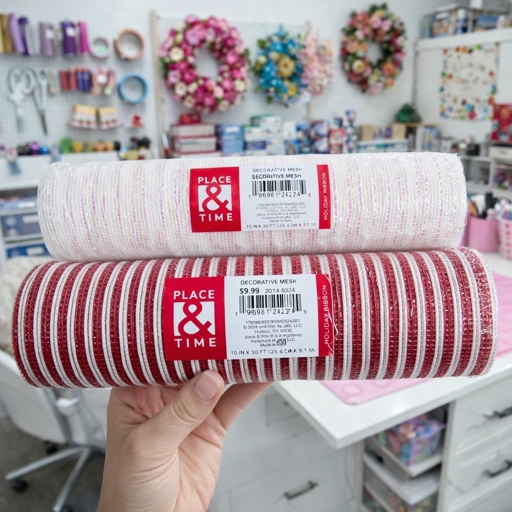 Decorative Mesh - Red and White -New